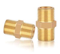 Mamelon Double 3/8 pouce Filetage Extérieur en Laiton, Double Mâle Joint de Tuyau Fileté Nutmanel avec Hexagone AG/AG 2 pièce pour Raccord de Tuyau