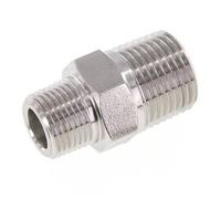 Mamelon double en acier inoxydable 3/8'' NPT x 1/2'' NPT 210 Bar - Hydraulique