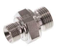Mamelon double en acier inoxydable G 1/2'' x G 3/8'' 400 Bar - Hydraulique