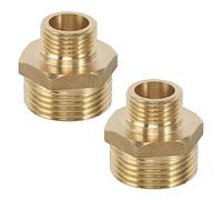 Mamelon Double Réduit 1 Pouce à 1/2 Pouce, 2 Pièces en Laiton Mamelon de Réduction AG/AG Raccord Mâle à Mâle pour Chauffage Installation D'eau Potable Adapté