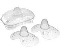 Mamelon Taille M E112 Lot De 2 Tétons En Silicone Extra Doux Pour L'allaitement Avec Boîte D'auto-Stérilisation À Partir De 0 Mois Transparent Blanc