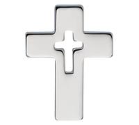 MaMeMi Broche croix argentée 2 x 1,5 cm - Broche de foi discrète pour revers - Accessoire chrétien pour femme et homme - Symbole élégant de confirmation, communion, confirmation