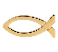 MaMeMi Broche Ichthys Poisson Doré - 2 cm, Pin Chrétien pour Baptême, Communion & Confirmation, Cadeau Religieux pour Hommes et Femmes