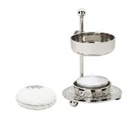 MaMeMi Brûleur à Encens Laiton Nickelé Argenté - Hauteur Ajustable 11 cm | avec Tamis & Bougie Chauffe-Plat | Fait Main pour Résines, Herbes & Aromathérapie