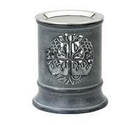 MaMeMi - Brûleur d’encens en stéatite avec Motif Arbre de Vie - Hauteur 10 cm - Porte-encens Artisanal avec Tamis INOX et Emplacement pour Bougie Chauffe-Plat - Fait Main en Inde