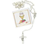MaMeMi Chapelet de communion blanc avec fermeture dans une boîte de rangement