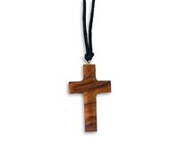 MaMeMi Croix en bois d'olivier à suspendre, environ 3 x 2 cm, avec ruban