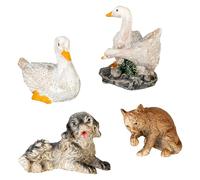 MaMeMi Ensemble de figurines de crèche d'oie, cygne, chien et chat [figurines d'animaux faites à la main pour crèche de Noël et paysage de crèche]
