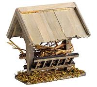 MaMeMi Mangeoire en Bois pour Crèche - env. 10 x 10 cm | Accessoire Crèche de Noël avec Mousse | Décoration Nativité & Modélisme - Fait Main