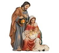 MaMeMi - Mini-crèche Sainte Famille en Bloc (9,5 cm) | Crèche de Noël compacte avec Marie, Joseph & Jésus | Résine Peinte à la Main - Décoration de Noël