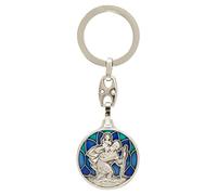MaMeMi Porte-clés « Komm gut Zuhause mit CHRISTOPHORUS » - Émail bleu, environ 8,5 cm - Porte-bonheur pour les automobilistes - Arrière pour gravure - Cadeau pour permis de conduire, bleu, 3 cm