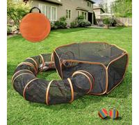 MAMI&BABI Enclos d'extérieur pour Chats d'intérieur, Parc extérieur Pliable avec Tunnel, tentes pour Chats, Chiots, Lapins et Autres Petits Animaux