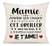 Mamie J'espère Que Chaque Fois Que Tu Serres Cet Oreiller Housse de Coussin Cadeau pour Femme Grand-mère de la Petite-fille du Petit-fils Cadeau de fête des mères Cadeaux d'anniversaire Noël (Mamie)