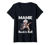 Mamie Musicienne Guitare Chanteuse Rock'n Roll Super Maman T-Shirt avec Col en V