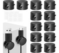 MAMIELIZ 12 Pcs Clips Cable, Cable Management Bureau, Organisateurs de Câbles Magnétiques, Range Cable Bureau Réglable avec Auto-adhésifs pour Câble Chargement Câbles D'alimentation Noir