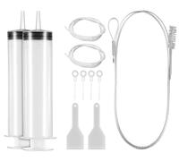 MAMIELIZ 12 Pièce Nettoyage pour Réfrigérateur, Kit Nettoyage Frigo, Drague de Vidange Réfrigérateur avec Brosse de Nettoyag, Tuyau, Pelle de Dégivrage, Seringue 100ml, Bouchons de Trou pour Cuisine