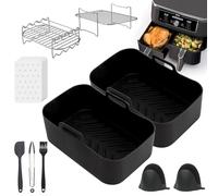 MAMIELIZ 14Pcs Accessoires Air Fryer 7,6-9.5L Pour Ninja Dual, Moule Silicone, Friteuse à Air, Four, Micro-Ondes