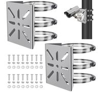 MAMIELIZ 2 Pcs Universel Montage sur Poteau Vertical, Support Camera Exterieur avec 3 Boucles Réglables, Acier Inoxydable Support d'angle Montage,Support mât Convient aux Caméras Vidéosurveillanc