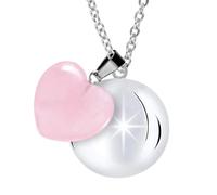 MAMIJUX Appel anges coeur quartz rose maman idée cadeau grossesse collier femme rappel des anges chaîne acier