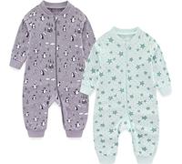 MAMIMAKA Combinaison pyjama en coton à fermeture éclair bidirectionnelle pour bébé pour bébé grandit le jeu et le sommeil du nouveau-né, combinaison sans pieds pour 0 à 18 mois, Footless-5, 12 mois