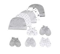MAMIMAKA Ensemble bonnet et moufles pour bébé nouveau-né pour bébé garçon fille 0-6 mois 100 % coton, Gris Hpgm20, 0-6 Months