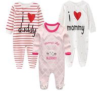 MAMIMAKA Grenouillère unisexe pour nouveau-né pour garçons et filles, ONESIES R12 Lapin/Love Mom and Dad, 9-12 mois