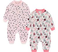 MAMIMAKA Lot de 2 grenouillères une pièce avec fermeture éclair bidirectionnelle pour bébé garçon et fille pour jouer et dormir, Sans pied-2, 3-6 mois