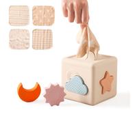 Mamimami Home Montessori Boîte à mouchoirs en silicone, reconnaissance des formes et plateau tournant, jouet Montessori pour bébé, 6-12 mois