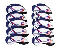 MamimamiH Golf Lot de 10 Housses de Protection en néoprène Motif Drapeau américain Bleu/Blanc, Bleu Marine