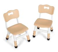 MAMIZO 2PCS Chaise pour Enfant Plastique, Chaise de Bureau Réglable en Hauteur, Tabouret Capacité Portante 100kg, Chaises de Bureau pour Enfant Fille Garcon,Chambre d'enfant/école/Garderie,Jaune