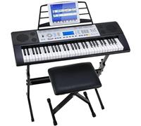 MAMIZO 61 Touches Piano Numérique Clavier Électroniques Kit, Clavier Piano, avec Support Pupitre et Banc, Clavier Musical Synthetiseur pour débutants, enfants et adultes,prend en charge MP3/USB MIDI