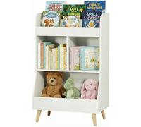 MAMIZO Bibliotheque Enfant Bois,Meuble Rangement Jouet,Rangement Chambre,avec 3 Étagères et 3 Compartiments,pour Chambre d Enfant,Salle de Jeux, Garderie, École,94 × 62 × 34 cm,Blanc