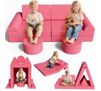 MAMIZO Canape Enfant Convertible, Canapé pour Enfants en Velours Côtelé, Canapé Modulaire pour Chambre d'enfant, Salle de Jeux, Idéal Cadeau Enfants- Possibilités de Jeux Infinies (Rose)