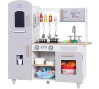 MAMIZO Cuisine en bois - Jouet avec lumière et son - Téléphone et sorbetière - 79 x 82 x 30 cm - Gris