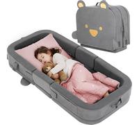 MAMIZO Lit de Voyage Pliable Portable pour Enfants, lit Enfant pour Tout-Petits, lit Pliable de Sol avec Poches, éponge Souple, Couvre-lit Amovible, pour Salons, Camping, Maison de Grand-mère