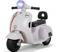 MAMIZO Moto Électrique pour Enfants 6V, Moto Électrique à 3 Roues, Marche Avant et arrière, avec Dossier, Phare, USB, pédale, Musique, 72 x 56 x 37 cm, 2km/h, Max 20kg, pour Enfants de 3-6 Ans, Blanc