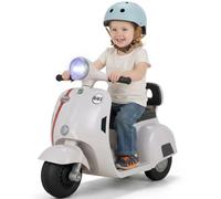 MAMIZO Moto Électrique pour Enfants 6V, Moto Électrique à 3 Roues, Marche Avant et arrière, avec Dossier, Phare, USB, pédale, Musique, 72 x 56 x 37 cm, 2km/h, Max 20kg, pour Enfants de 3-6 Ans, Blanc