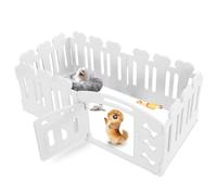 MAMIZO Parc pour Chien 60 cm Haut, Plastique Parc Chien 5+1 PCS Panneaux, Parc Chiot Pliable avec Portail, avec ventouses et ancrages au Sol, Enclos pour Chat et Lapin Interieur Extérieur, Blanc