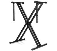 MAMIZO Support de Clavier, Support de Clavier à Double Embase X, en Métal, Hauteur Réglable sur 8 Niveaux, Antidérapant, Chevalet de Clavier Pliable Portable pour Piano Electrique, Noir
