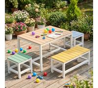 MAMIZO Table pour Enfant Exterieur, Table et chaises en Bois avec Housse étanche, 2 PCS tabourets, idéal pour Les Pique-niques d'exterieur à partir de 3 Ans, Parfait pour Les Jardins, terrasses