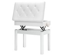 MAMIZO Tabouret Piano Réglable en Hauteur 56x33x58CM, Siege Piano avec Espace de Rangement, Banc Piano avec Coussin Cuir PU, Charge Maximale 150KG, 4 PCS Pieds de Piano Bois Massif, Blanc