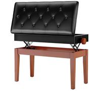 MAMIZO Tabouret Piano, Siege Piano avec Espace Rangement, Réglable Hauteur 72x33x58cm, Banc Piano avec Coussin Cuir PU, Tabouret Piano Charge Max 200kg, 4 PCS Pieds Piano Bois Massif, Couleur Bois