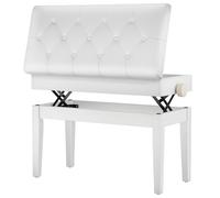 MAMIZO Tabouret Piano, Siege Piano avec Espace Rangement, Réglable Hauteur 72x33x58cm, Banc Piano avec Coussin Cuir PU, Tabouret Piano Charge Maximale 200kg, 4 PCS Pieds Piano Bois Massif, Blanc