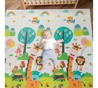 MAMIZO Tapis de Jeux Bébé, 180x 160 cm, Tapis d'éveil pour Bébé, Tapis Sol Enfant en Mousse Epais Pliable Reversible, Imperméable, Tapis de Motricité Favorisant Le Développement Sensoriel, Cadeau bébé