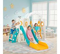 MAMIZO - Toboggan de balançoire 5 en 1 avec balançoire, cadre d'escalade, télescope, rangement, toboggan autoportant, pour l'intérieur et l'extérieur, aire de jeux pour tout-petits, pour un maximum de