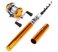 MAMJENNI Canne à pêche télescopique, moulinet de pêche compact, pour pêcheurs professionnels et amateurs, construction durable, design portable pour les aventures de pêche en plein air (ensemble A 1 m