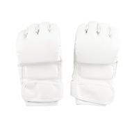 MAMJENNI Gants de boxe, conception demi-doigt réglable, sangle de maintien du poignet, matériau respirant, cuir PU, unisexe pour l'entraînement, le travail dans un sac, le (Blanche)