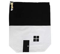 MAMJENNI Mini Sac de Rangement en Toile en Forme de Maison, Sacs à Cordon Organisateur pour Jouets vêtements Chaussures Articles Divers (Blanche)
