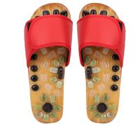 MAMJENNI Pantoufles de massage pour pieds, en pierre, cuir PU durable et EVA, deux options de couleurs, améliorent la circulation sanguine, soulagent la fatigue, améliorent la (Rouge 39)