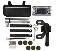 MAMJENNI Pompe Portable 120PSI 16 en 1, Kit de réparation de gonfleur de pneu multifonction, pièces de vélo (Argent)